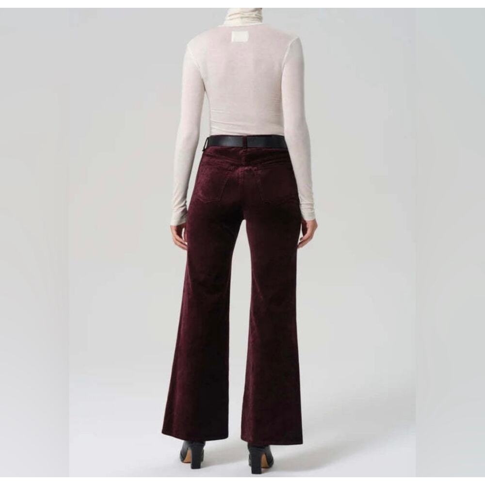 Citizens of Humanity Kimberly Velvet 70's Flare Pants Burgundy - Picture 2 of 7